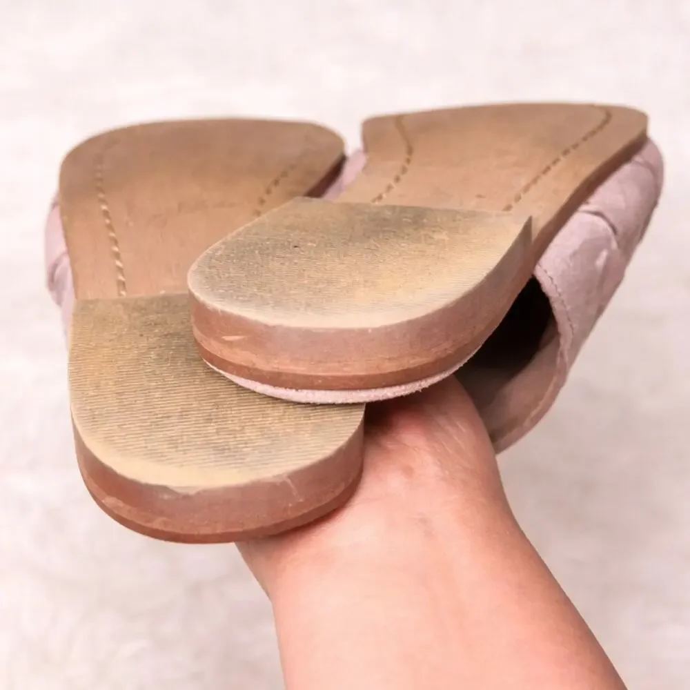 Seychelles‎ woven quilted minimalist chic suede mules soft blush/taupe size 7